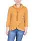 ფოტო #1 პროდუქტის Petite 3/4 Sleeve Top with Grommet Hem