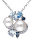 ფოტო #1 პროდუქტის Cultured Freshwater Pearl (6-1/2 & 7-1/2mm) & Multicolor Topaz (1-1/2 ct. t.w.) 18" Pendant Necklace in Sterling Silver