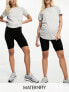 Фото #2 товара Vero Moda Maternity 2 pack over the bump seamless legging shorts in black