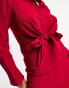 Фото #2 товара Mango tie waist dress in red