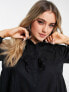 Miss Selfridge poplin frill detail shirt dress in black
