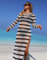 Labelrail x Collyer Twins striped knitted column dress in white and navy