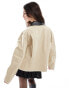 Фото #4 товара Mango contrast collar relaxed parka jacket in beige