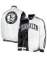 Фото #2 товара Men's Black, White Brooklyn Nets Fast Break Satin Full-Snap Jacket