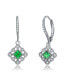 ფოტო #1 პროდუქტის Sterling Silver White Gold Plated Radiant and Round Cubic Zirconia Adorn Leverback Earrings