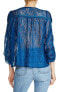 Фото #2 товара MAJE 156340 Women's Ruffle Yoke Lace Blouse 3/4 Sleeve Blue Sz. 3