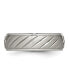 Titanium Brushed and Polished Grooved Wedding Band Ring