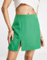 Фото #8 товара Miss Selfridge split hem mini skirt in bright green