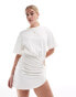 Фото #1 товара SNDYS short sleeve ruched side cut out mini dress in white