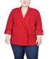 Фото #1 товара Plus Size Long Sleeve Double Breasted Crepe Blazer