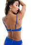 South Beach crinkle underwire bikini top in cobalt blue