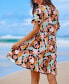 Women's Tropical Leaf Short Sleeve Flounce Hem Mini Beach Dress Small - фото #4