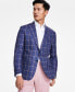 Фото #1 товара Men's Slim-Fit Plaid Linen Sport Coat