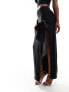 Фото #5 товара ASOS DESIGN co-ord maxi skirt with extreme split and bow detail in black