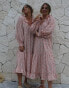 Labelrail x Collyer Twins frill midaxi dress with balloon sleeves in pink ditsy print