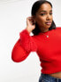 Фото #1 товара Wednesday's Girl fitted rib jumper with fluffy cuffs in red