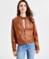 ფოტო #4 პროდუქტის Juniors' Faux-Fur-Lined Moto Jacket, Created for Macy's