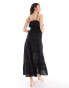 IIsla & Bird maxi strappy broderie beach dress in black