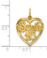 Sweet 16 Heart Charm Pendant in 14k Yellow Gold