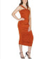 Women's Halter Neck Ruched Bodycon Mid Dress