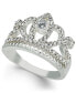 ფოტო #1 პროდუქტის Fine Silver Plate Crystal Crown Ring, Created for Macy's