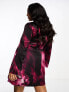 Фото #5 товара ASOS DESIGN Curve exclusive satin wrap mini dress with tie waist in abstract print