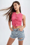 Майка Defacto Crop Top Krinkıl Fitted Y8853az22hs