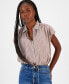 ფოტო #1 პროდუქტის Women's Striped Cotton Button-Front Shirt