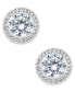 Silver-Tone Cubic Zirconia Framed Stud Earrings, Created for Macy's