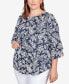 ფოტო #5 პროდუქტის Plus Size Paisley Puff Print Monotone Top