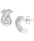 ფოტო #1 პროდუქტის Cubic Zirconia Round & Baguette Crossover Curved Stud Earrings in Sterling Silver