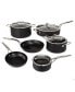 Фото #1 товара Essentials 10Pc Non-stick Hard Anodized Cookware Set With Glass lid, Black