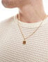 ASOS DESIGN necklace with square semi-precious tigers eye stone pendant in gold tone