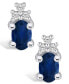 ფოტო #3 პროდუქტის Sapphire (1-1/5 Ct. t.w.) and Diamond (1/10 Ct. t.w.) Stud Earrings