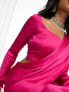 Фото #4 товара Kanya London tie back long sleeve crop top in magenta pink satin