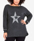 Фото #1 товара Plus Size Abstract Star Long Sleeve Sweater