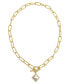 ფოტო #2 პროდუქტის 19" Paper Clip Chain Toggle 14K Gold Plated Flower White Imitation Mother of Pearl Necklace