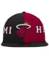 Фото #3 товара Men's Black, Red Miami Heat Team Split 9FIFTY Snapback Hat