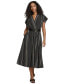Women's Printed Belted Surplice-Neck A-Line Dress