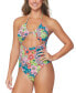 Фото #1 товара Juniors' Paradise Printed Cut-Out One-Piece Swimsuit