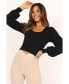 ფოტო #1 პროდუქტის Womens Daphne Crewneck Bubble Sleeve Knit Sweater