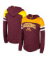 Фото #1 товара Women's Maroon Distressed Minnesota Golden Gophers Speckled Color Block Long Sleeve Hooded T-shirt