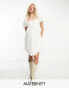 Фото #2 товара Wednesday's Girl Maternity dobby cotton puff sleeve mini smock dress in white