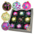 Фото #1 товара Праздничный набор шаров Krebs Glas Lauscha 8см, зеленый, черный, розовый, глянцевые, 9 шт.