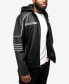 Фото #4 товара Men's Grainy Polyurethane Moto Jacket with Hood and Faux Shearling Lining