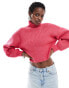 Monki cropped high neck jumper in pink