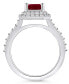 ფოტო #3 პროდუქტის Garnet and Diamond Halo Ring