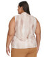 ფოტო #2 პროდუქტის Plus Size Printed Mesh Surplice Sleeveless Top