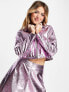 Miss Selfridge metallic biker jacket in pink