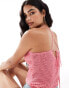 Mango knitted halter crochet top in pink